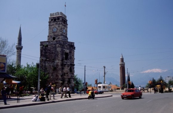 Antalya, Kaleiçi - Clock Tower and Yivli Minaret