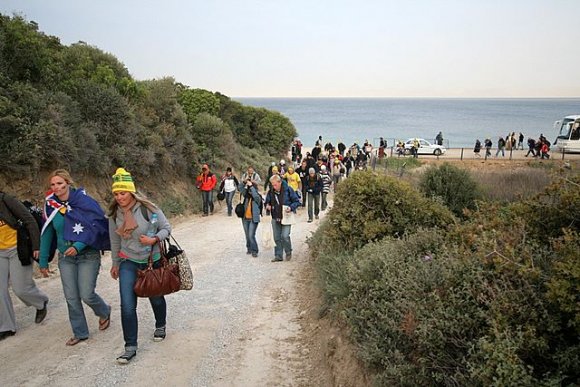 Gallipoli, Anzac Cove - Anzac Day 2007, People walking to Lone Pine Service