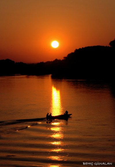 Edirne - Sunset in Meriç River