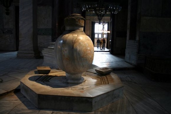 Huge marble vat in Hagia Sophia