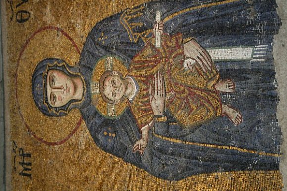 Mosaic of Virgin Maria with Jesus Christ