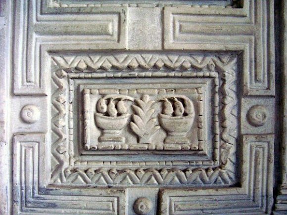 A detail from the marble door