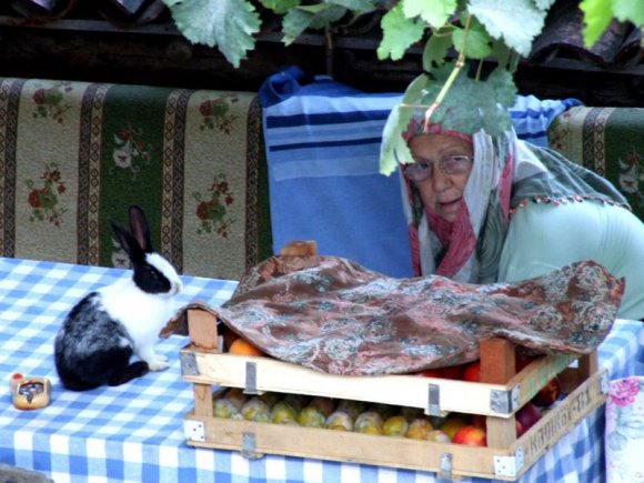 Şirince - A old woman with her rabbit