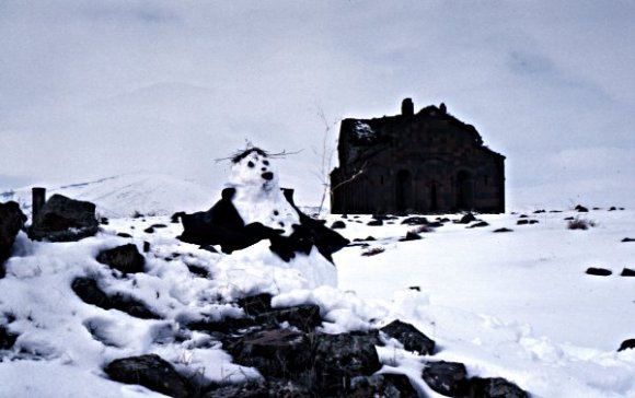 Cathedral and snowman
