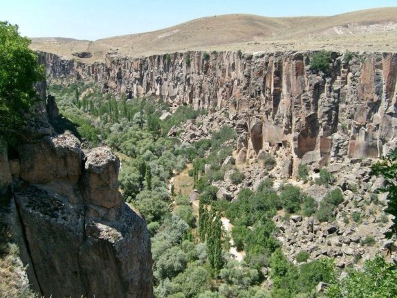 Ihlara Valley is a 16 km long gorge cut into volcanic rock.