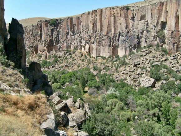 Ihlara Valley is a 16 km long gorge cut into volcanic rock.
