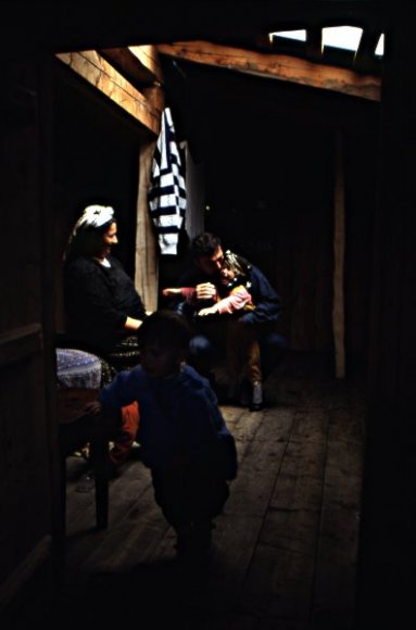 Inside a wooden highland house